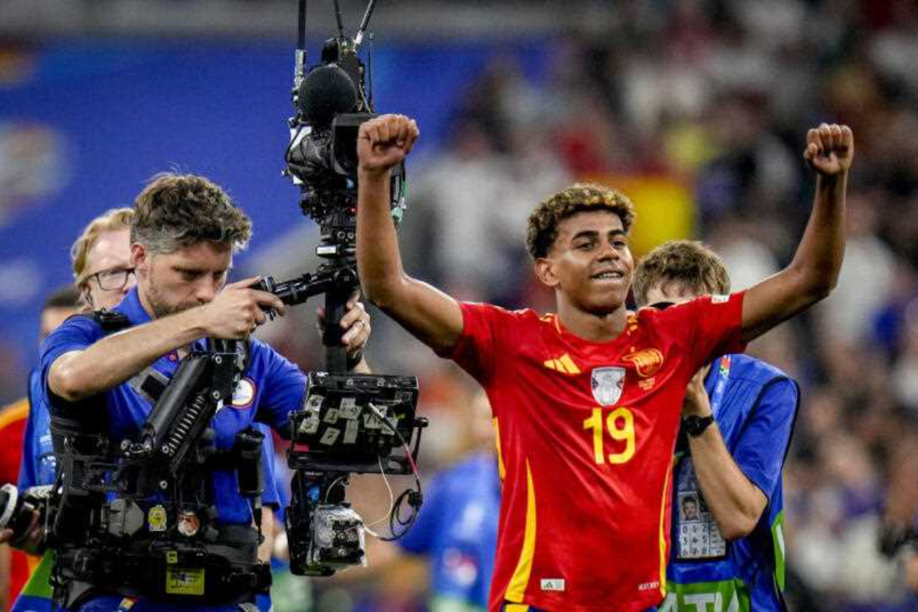 Spain's Lamine Yamal reacts after a semifinal match between Spain and France at the Euro 2024 soccer tournament in Munich, Germany on Tuesday, July 9, 2024. Photo: AP/Hassan Ammar

