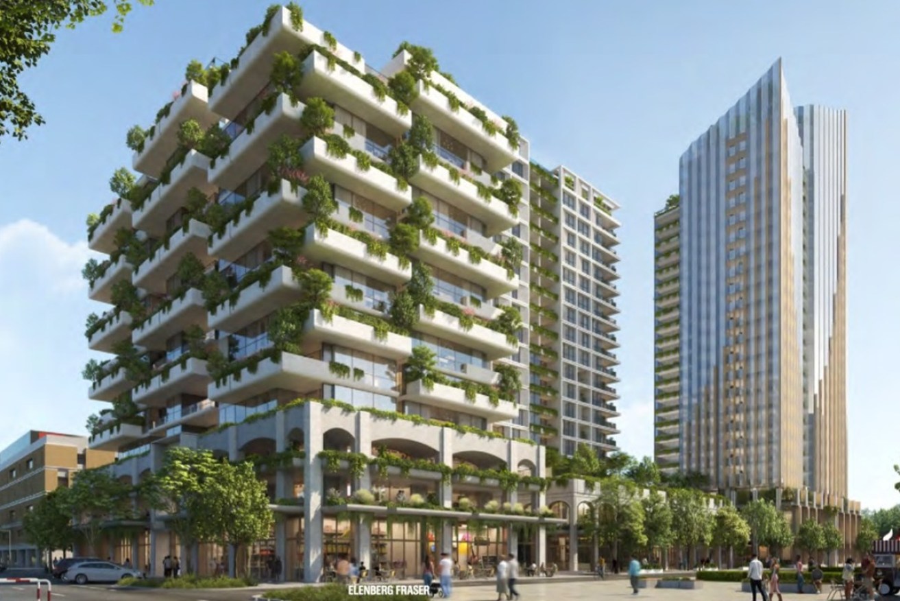 A 15-storey apartment building proposed for the corner of Gouger and Blenheim Street in the western CBD. Image: Elenberg Fraser and Gurner Pty Ltd supplied