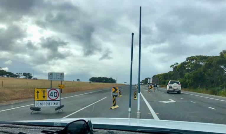 A new slip lane near Cummins on the Flinders highway, closed for repairs. Photo: supplied