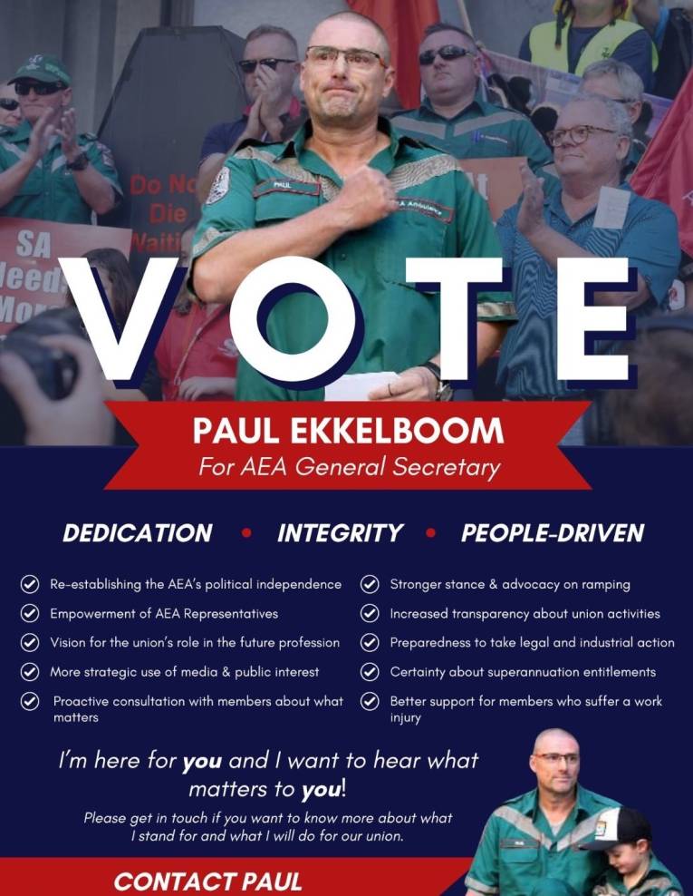 Ambulance Employees Association general secretary-elect Paul Ekkelboom