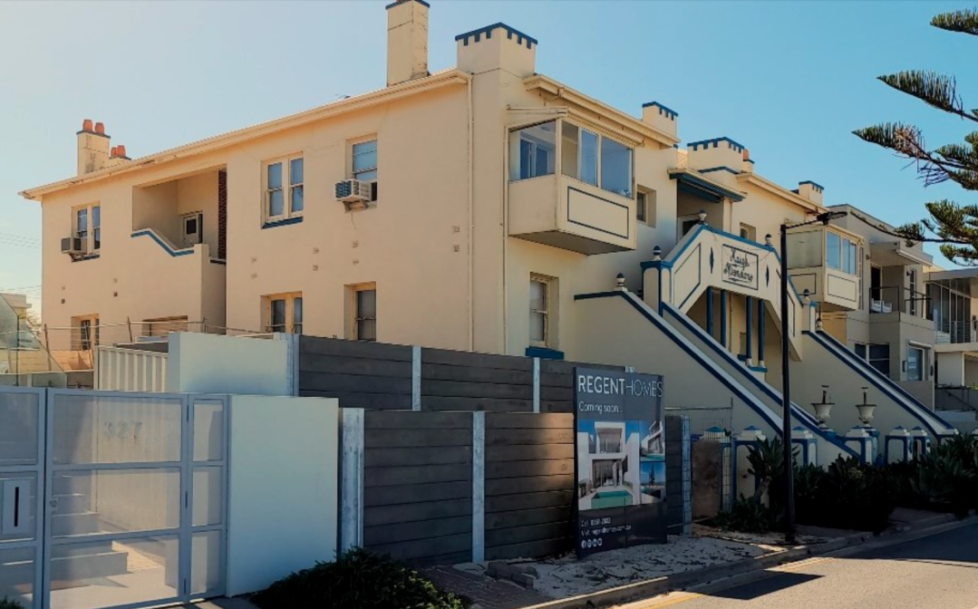 The state heritage listed Haigh Mansions in Henley Beach