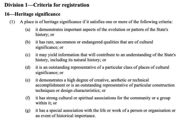 State heritage listing criteria