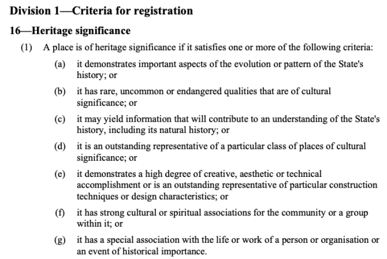 State heritage listing criteria