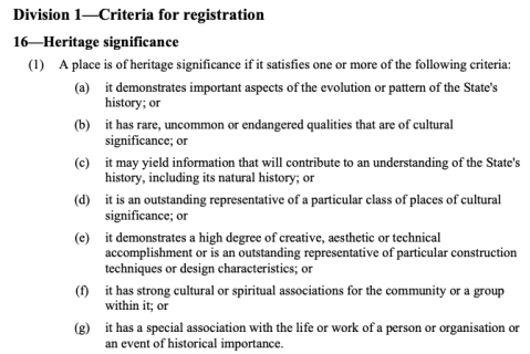 State heritage listing criteria
