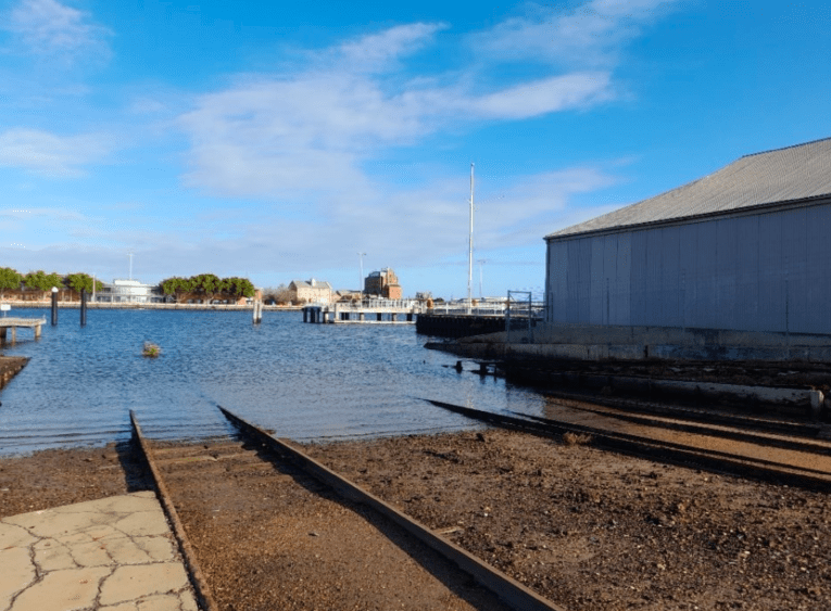 The state heritage listed Jenkins Street Slips precinct in New Port. 